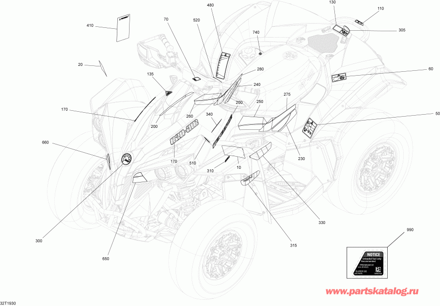 BRP ������ 001 - Renegade 570 EFI - International, 2019 - Decals Xmr