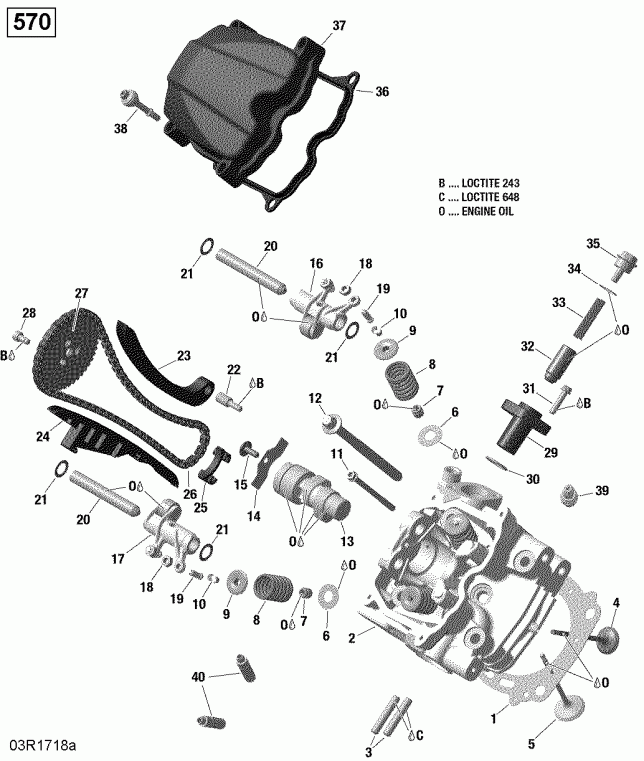    001 - Renegade 570 EFI - North America, 2019 - Cylinder Head, Front 570 Efi