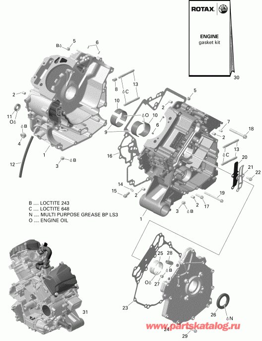    001 - Renegade 650 EFI - T3, 2019 - Crankcase Version 2