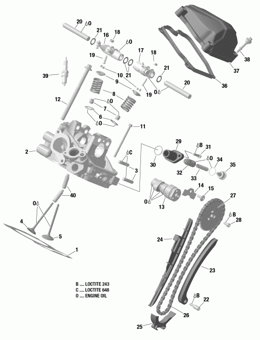   001 - Renegade 650 EFI - T3, 2019 - Cylinder Head, Rear
