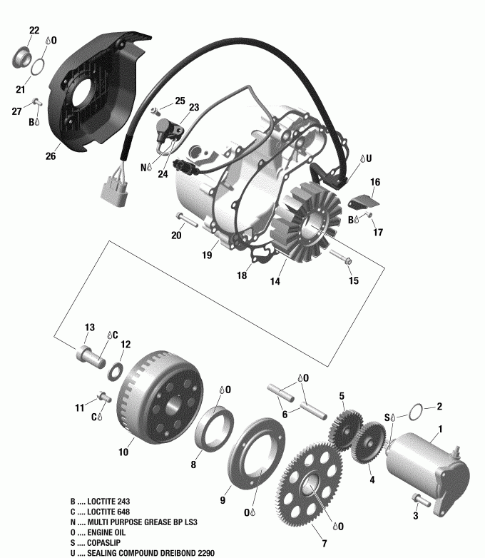 BRP 002 - Outlander 1000 EFI - T3, 2019  - Magneto And Electric Starter