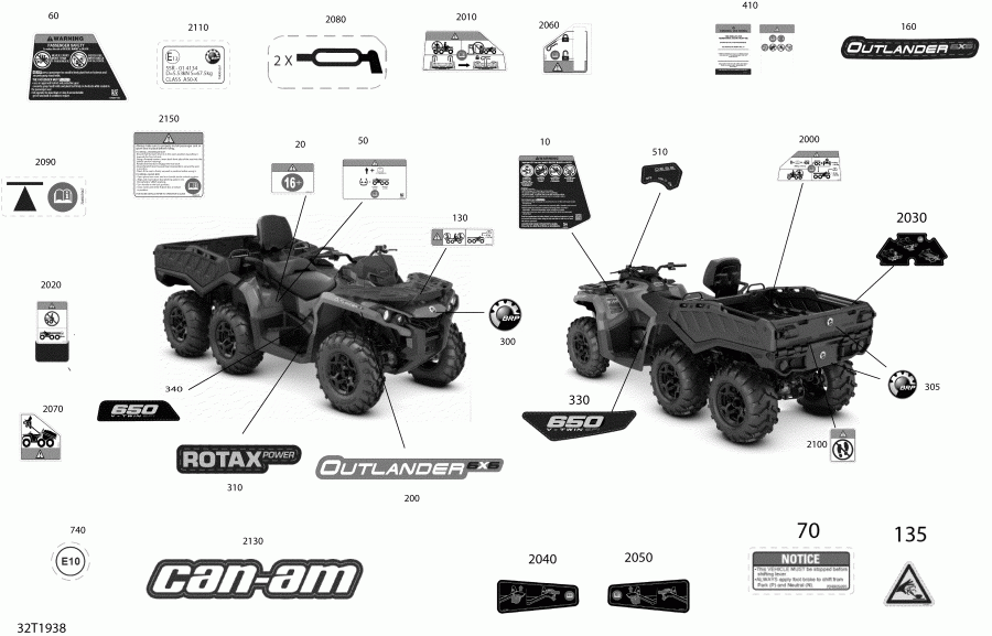 ATV   002 - Outlander 6X6 - 650 EFI - T3, 2019 - Decals Outlander 6x6 650 Efi Dps Europe