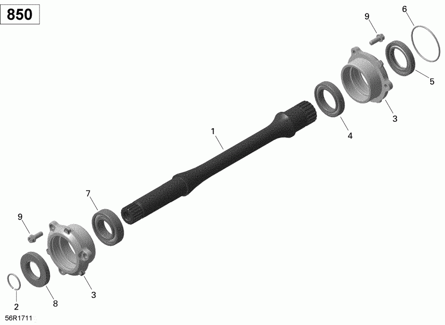 ATV Bombardier 002 - Outlander 850 EFI - North America, 2019  - Drive Shaft 850 Efi