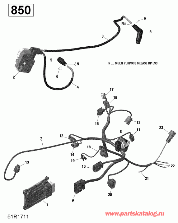  BRP 002 - Outlander 850 EFI - North America, 2019  - Engine Harness And Electronic Module 850 Efi (outlander)