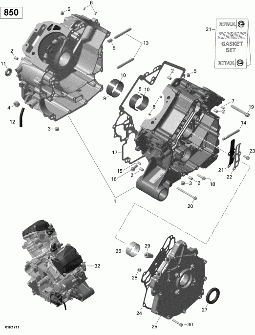 ATV  ����������� 002 - Renegade 850 EFI - North America, 2019 - Crankcase 850 Efi
