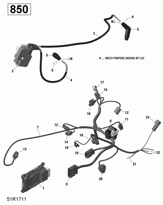  BRP 002 - Renegade 850 EFI - North America, 2019  - Engine Harness And Electronic Module 850 Efi (renegade)