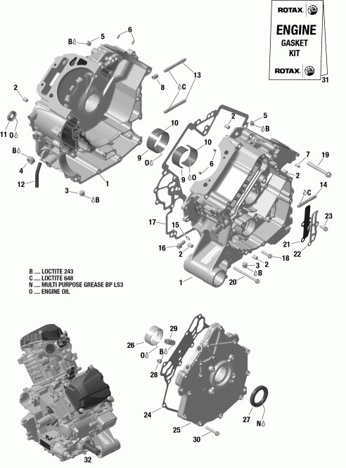  BRP  003 - Outlander 1000R EFI - North America, 2019 - Crankcase Version 2 Xtp