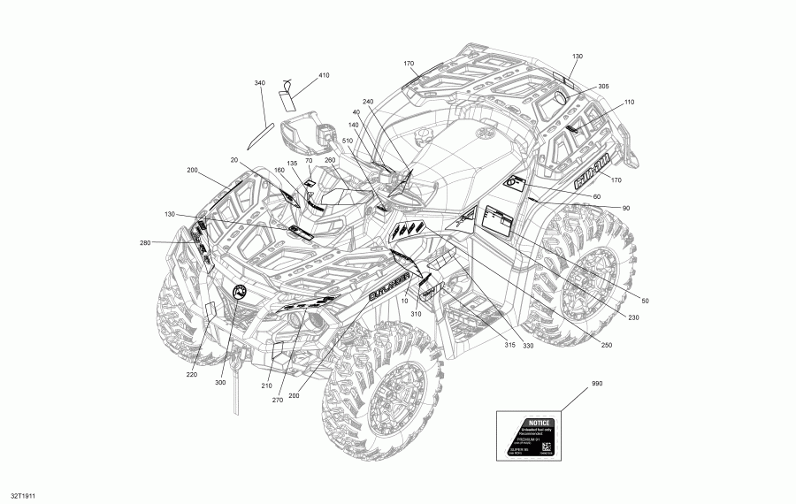 ������������ BRP 003 - Outlander 1000R EFI - North America, 2019 - �������� Xxc
