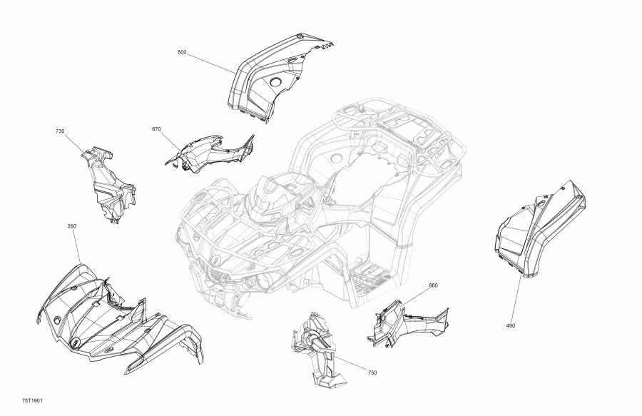 ATV  004 - Outlander 570 EFI - International - Non European Communities, 2019 - Fender  Central Panel Kit Outlander International