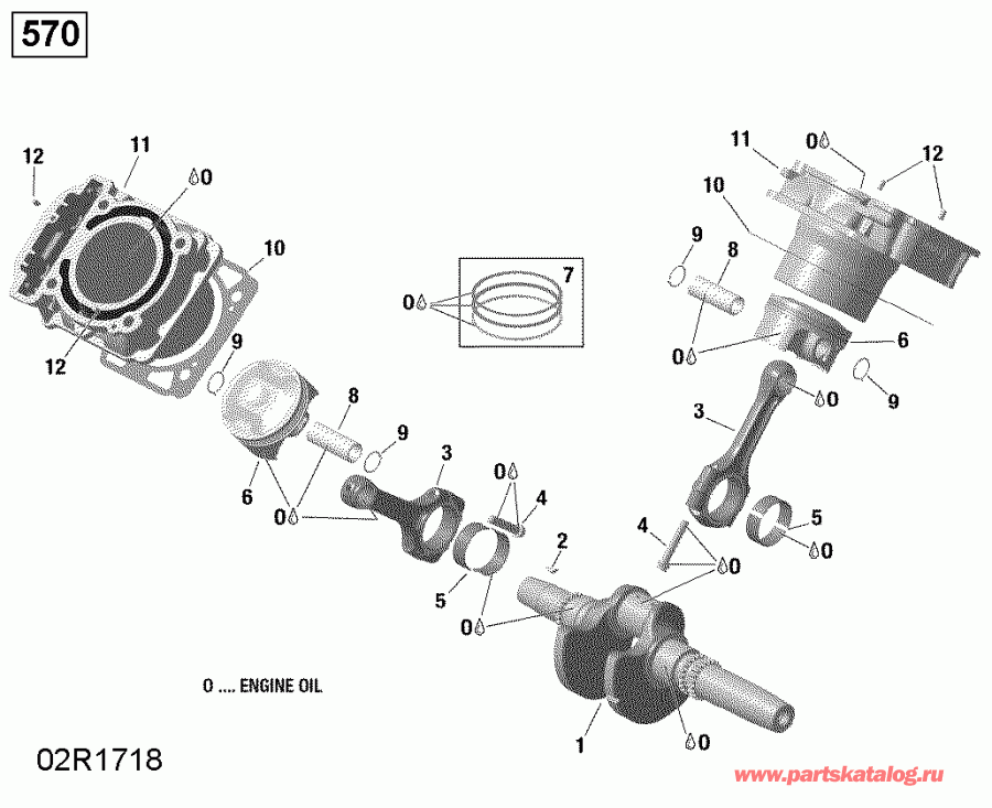   004 - Outlander MAX 570 EFI - North America, 2019 - Crankshaft And Pistons 570 Efi