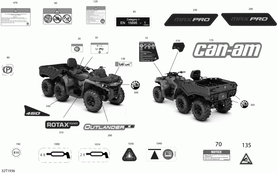����������  004 - Outlander MAX 6X6 - 450 EFI - T3, 2019 ������ - Decals Outlander Max 6x6 Pro Nordic