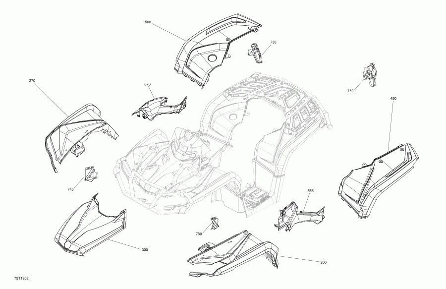  BRP 005 - Outlander MAX 850 EFI - North America, 2019  - Fender  Central Panel Kit Outlander Max Package North Edition