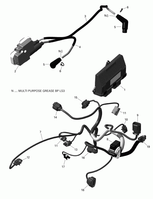 ATV Bombardier  006 - Outlander MAX 6X6 - 1000 EFI - T3, 2019 - Engine Harness And Electronic Module Version 2