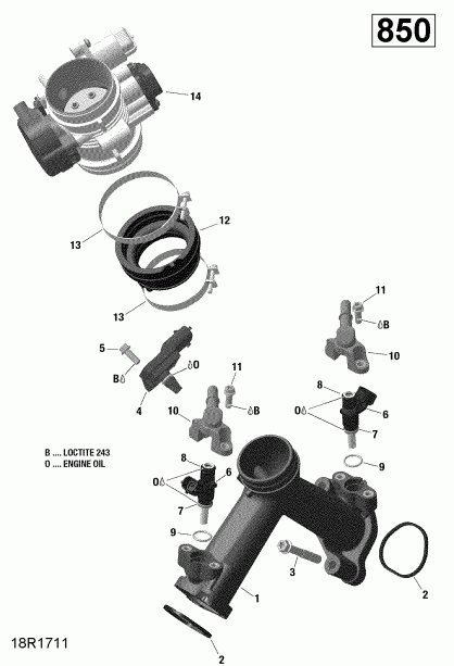 BRP 007 - Outlander MAX 850 EFI - International, 2019 - Air Intake Manifold And Throttle Body 850 Efi