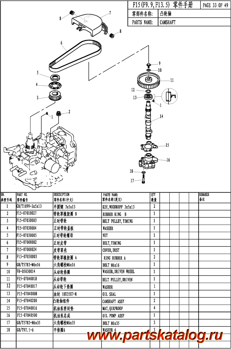 ,   , PARSUN,  F15 CARB CAMSHAFT