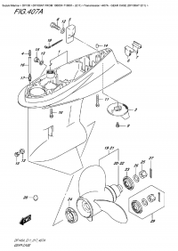 407A  -  Gear Case (Df100At E11) (407A -    (Df100At E11))