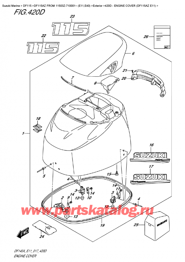  ,   , SUZUKI DF115A ZL / ZX FROM 11503Z-710001~ (E11), Engine Cover  (Df115Az  E11)