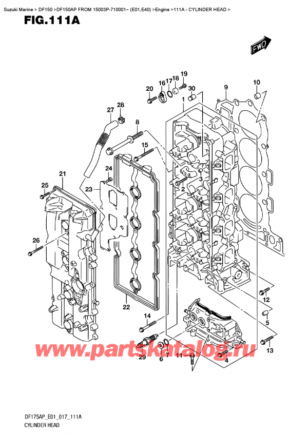  ,   ,  DF150AP '/X FROM 15003P-710001~ (E01)  , Cylinder Head /   