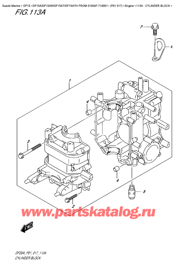  ,   , Suzuki Suzuki DF15A ES / EL FROM 01504F-710001~ (P01 017) , Cylinder  Block