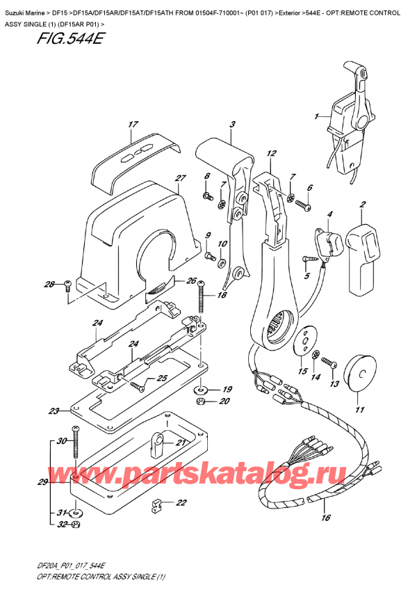  ,    , Suzuki DF15A RS / RL FROM 01504F-710001~ (P01 017)   2017 , Opt:remote  Control  Assy  Single  (1)  (Df15Ar  P01)