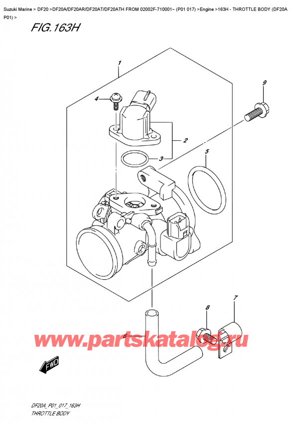   ,    , Suzuki DF20A S/L FROM 02002F-710001~ (P01 017) , Throttle  Body  (Df20A  P01) /   (Df20A P01)