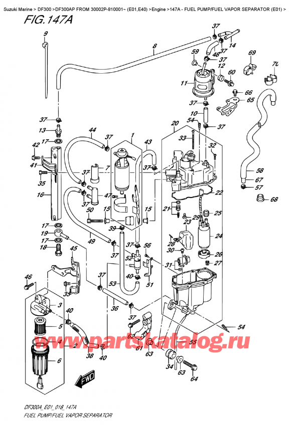  ,    , Suzuki DF300AP X/XX FROM 30002P-810001~ (E01),   /    (E01) / Fuel Pump/fuel  Vapor  Separator  (E01)