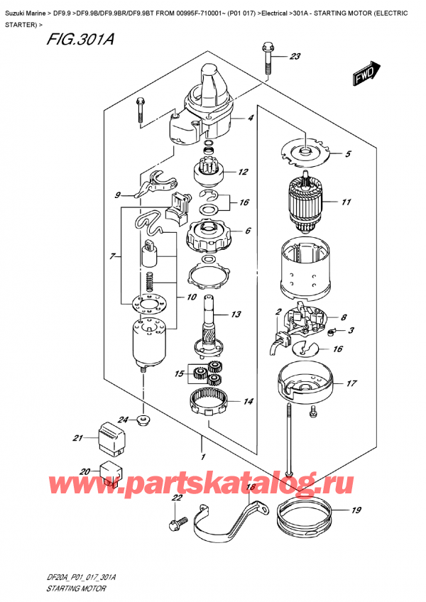  ,   , Suzuki DF9.9B TL FROM 00995F-710001~ (P01 017), Starting  Motor  (Electric  Starter)