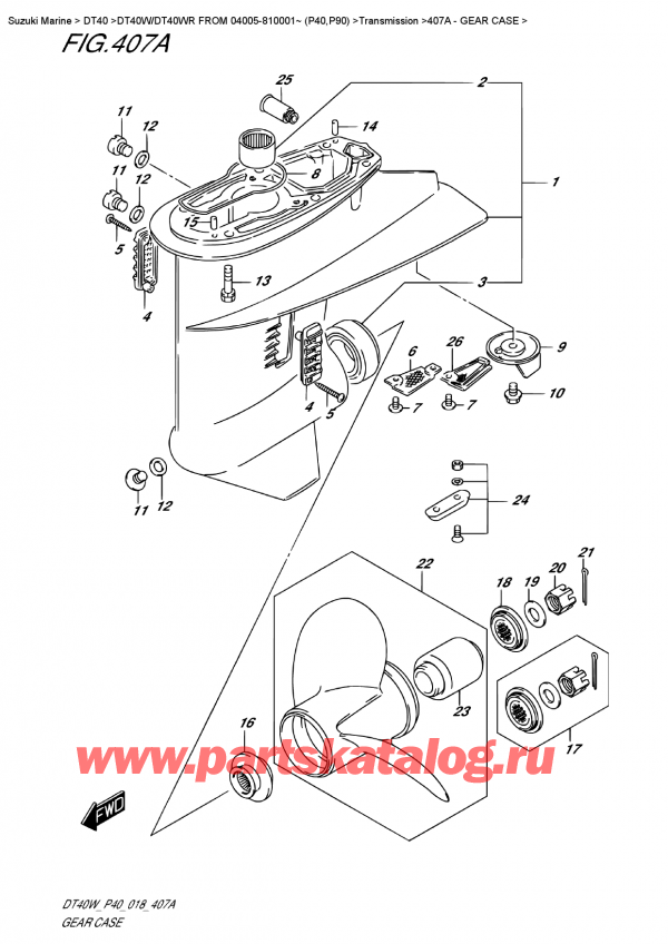 , , Suzuki DT40W S/L FROM 04005-810001~ (P40), Gear  Case