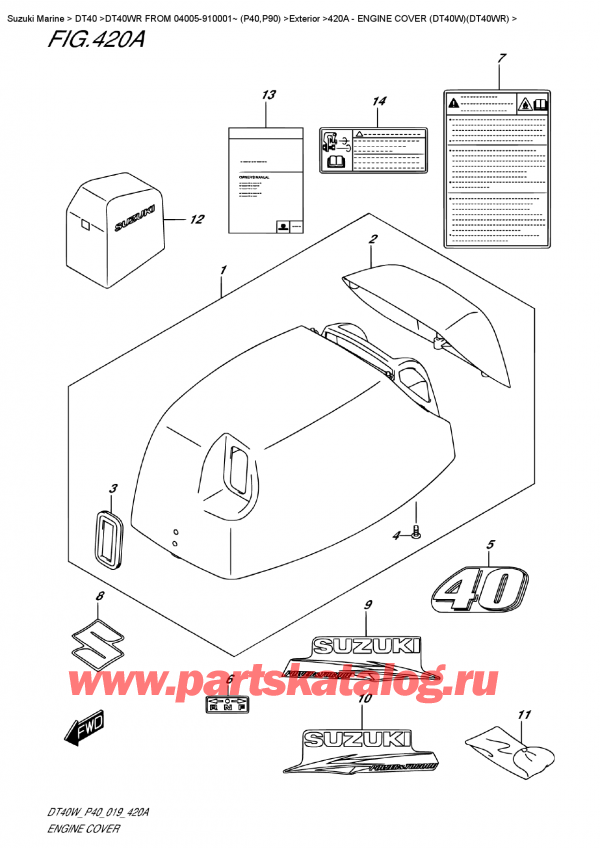  ,  , Suzuki DT40W RS-RL FROM 04005-910001~ (P40),   () (Dt40W) (Dt40Wr) / Engine Cover  (Dt40W)(Dt40Wr)