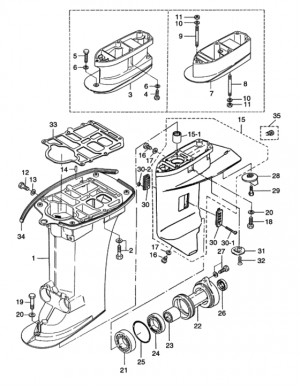    /    <br /> Drive shaft housing - gear case