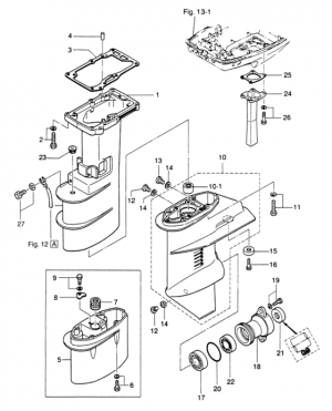    /    <br /> Drive shaft housing - gear case