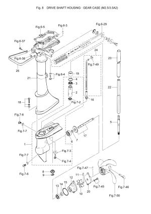 Fig.08 Drive Shaft Housing / Gear Case (m2.5/3.5a2) <br /> Fig.08    /    (m2.5 / 3.5a2)