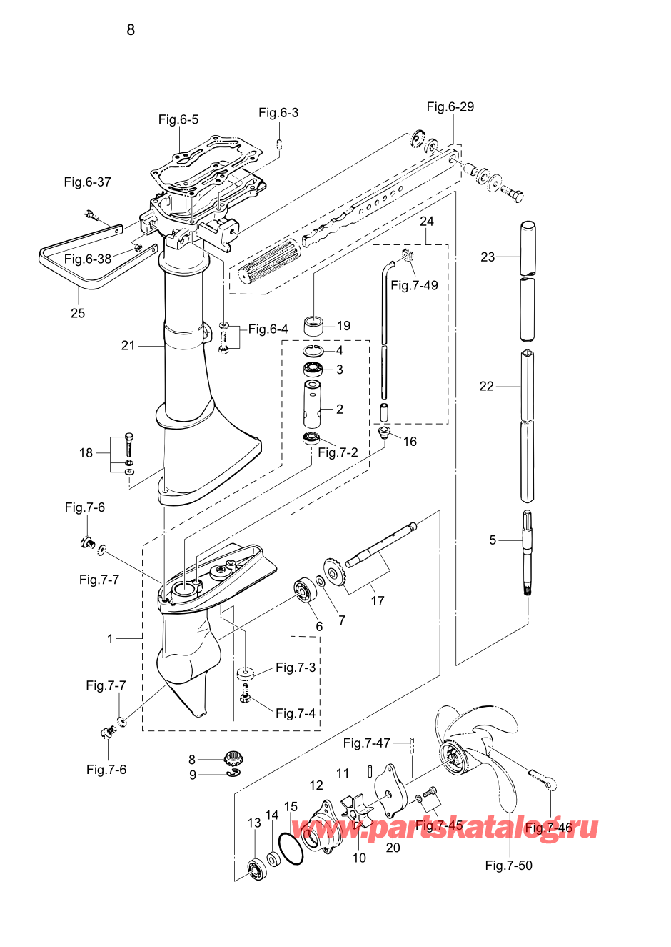     M3.5B2 (002-21040-0BA) - Fig.08 Drive Shaft Housing / Gear Case (m2.5/3.5a2) - Fig.08    /    (m2.5 / 3.5a2)