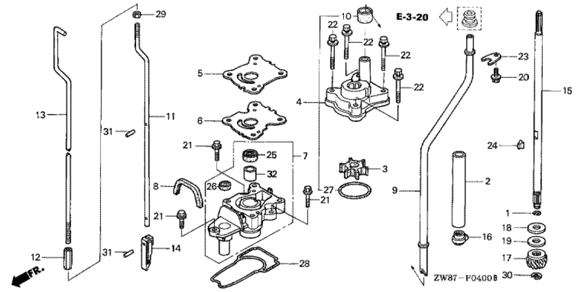     Honda BFP8D3 -   /   (l,s size) / Water Pump / Vertical Shaft (l,s Size)