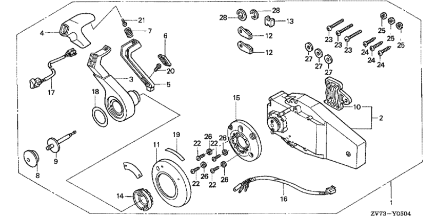 ��������  ����� HONDA BF25D4 - Remote Control (flush Mount Type) (right)