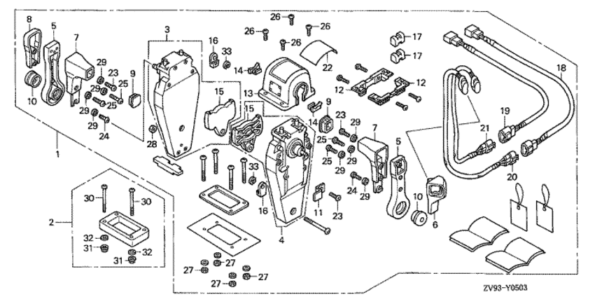  -   HONDA BF25A1 -   (,  ) () / Remote Control (top Mount Dual Type) (left)