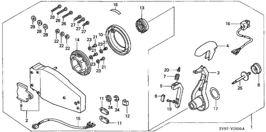      Honda BF25A2 -   (,  ) / Remote Control (flush Mount Type) (left)