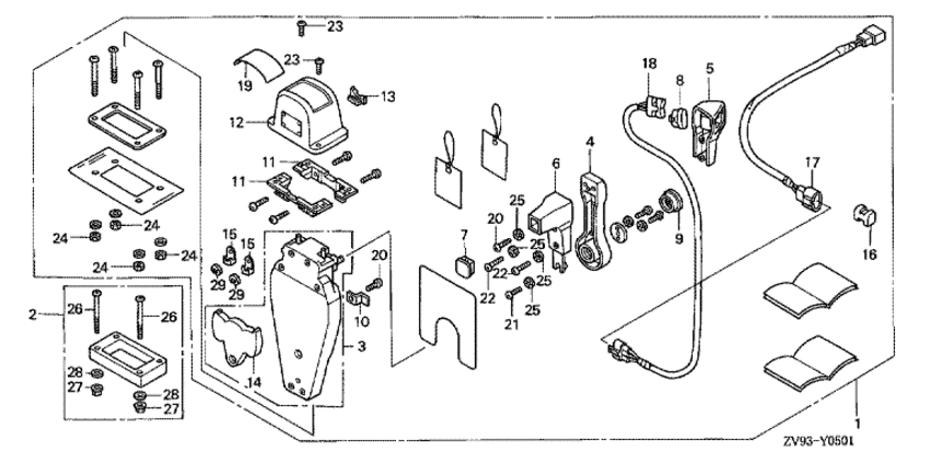  -   Honda BF25AX -   (, ,  ) - Remote Control (top Mount Single Type) (left)