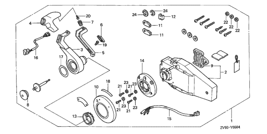  -  HONDA BF25AX - Remote Control (top Mountnt Type) (right) -   (,  )