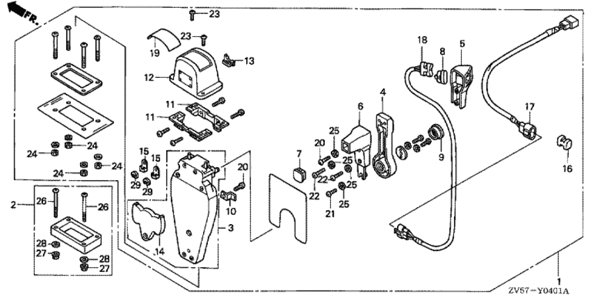  fourstroke  BF40AX - Remote Control (top Mount Single Type) (left) /   (, ,  )