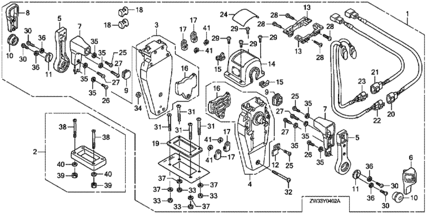  fourstroke   Honda BF50A4 -   (,  ) () / Remote Control (top Mount Dual Type) (left)