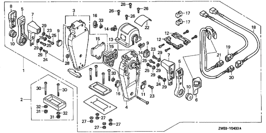  Honda BF75AX - Remote Control (top Mount Dual Type) (left)