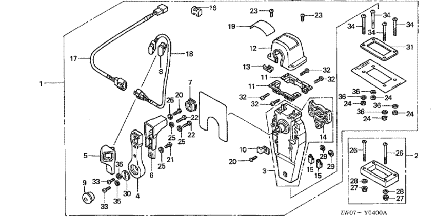   fourstroke  BF75A2 - Remote Control (top Mount Single Type) (right) /   (, ,  )