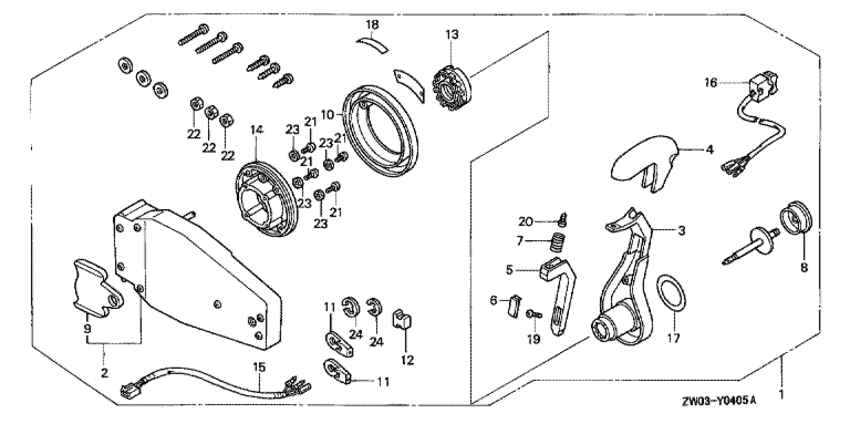      Honda BF90AV -   (,  ) - Remote Control (flush Mount Type) (left)