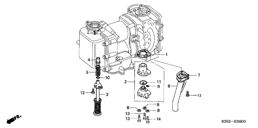   4-  Honda B75K2 - Oil Pump / Oil Filter / Exhaust Pipe -   /   /  