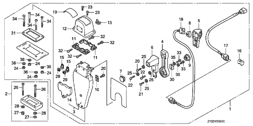     Honda BF200A2 -   (, ,  ) / Remote Control (top Mount Single Type) (left)