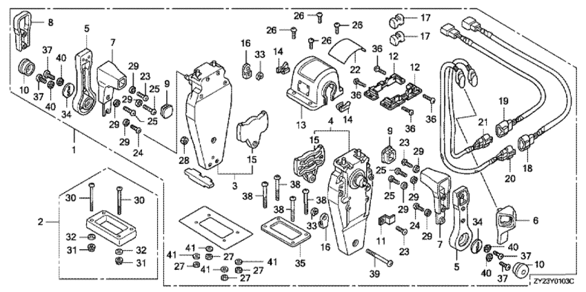 ��������� fourstroke �������� ��������� ����� BF200A2 - Remote Control (top Mount Dual Type) (left)