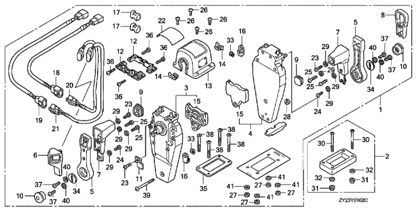 ��������� HONDA BF200A6 - Remote Control (top Mount Dual Type) (right) - ������������� ���������� (�������, ������, ������ ������)