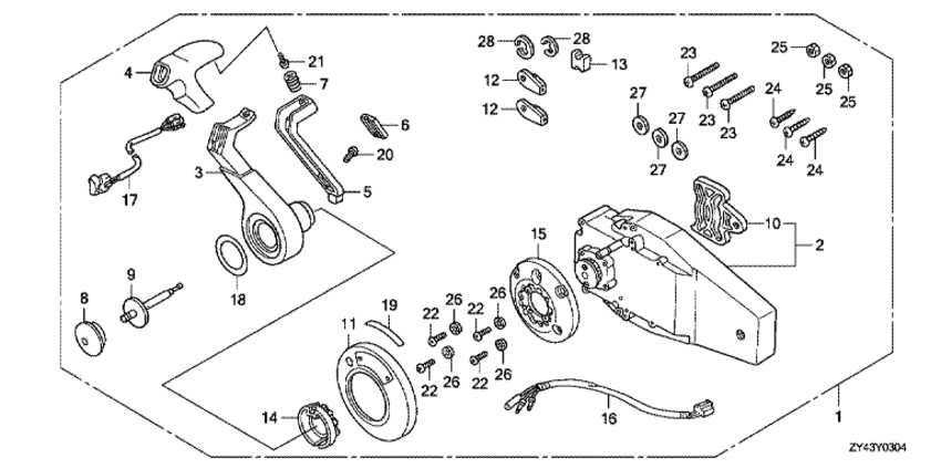  fourstroke   HONDA BF200AK1 - Remote Control (flush Mount Type) (right)