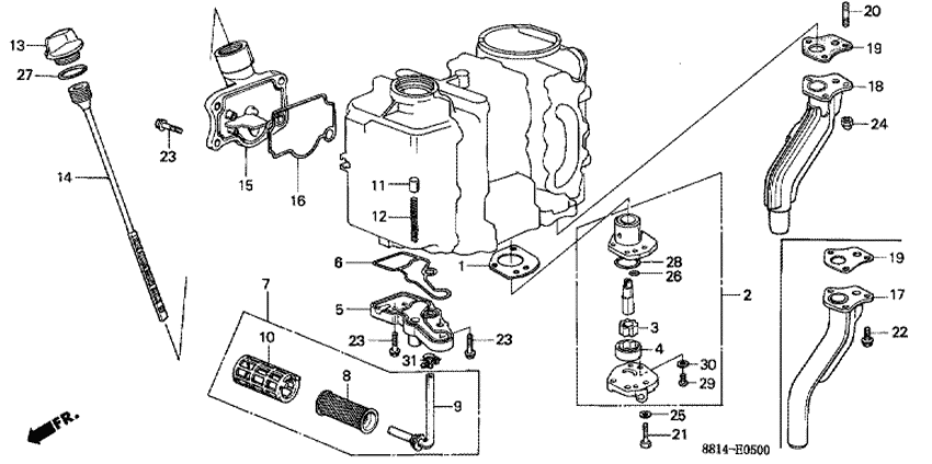  4-  BF75E - Oil Pump / Oil Filter / Exhaust Pipe /   /   /  